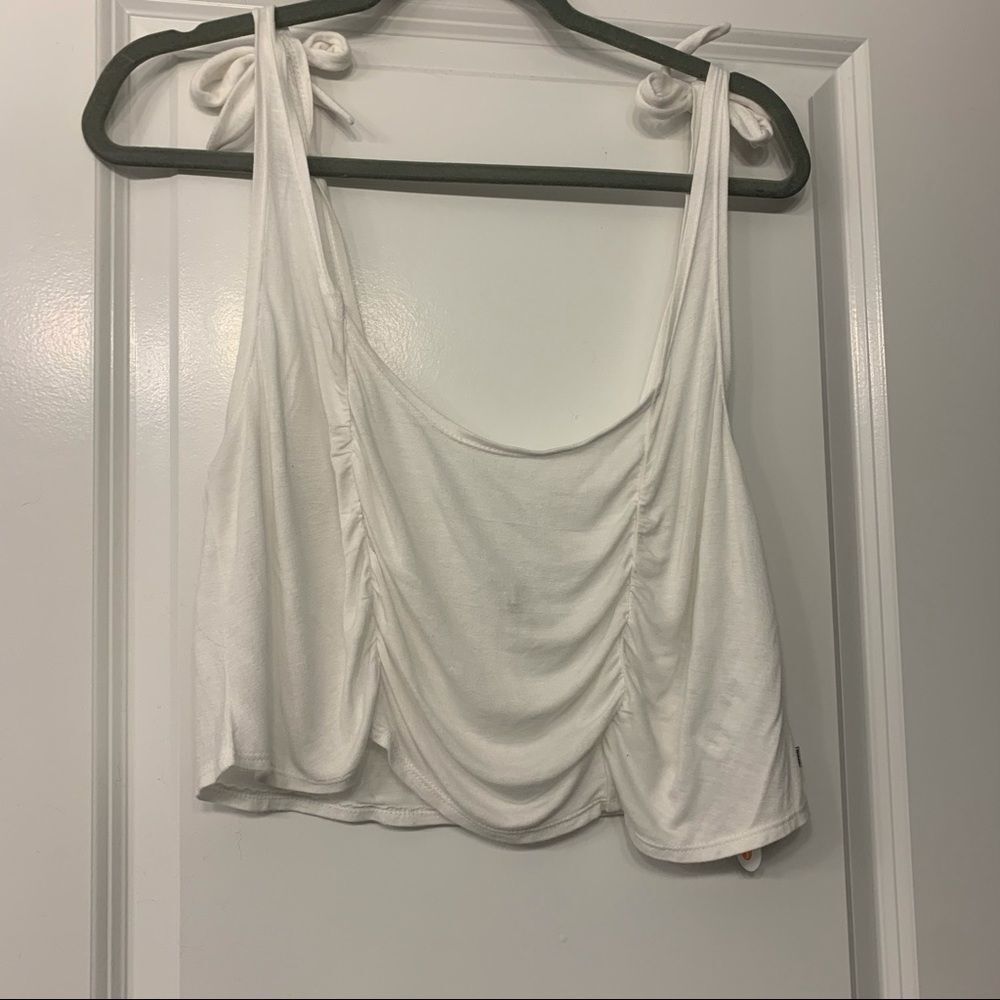 Ruched Front White Tank